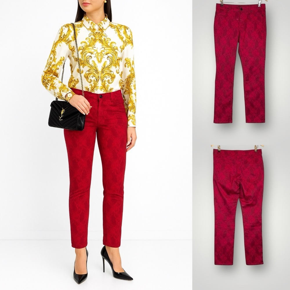 Liverpool Jeans Company Pants Size 8 Lace Print Skinny Red Black EUC